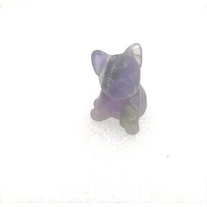 Adorable Purple Fluorite Mini French Bulldog Carving